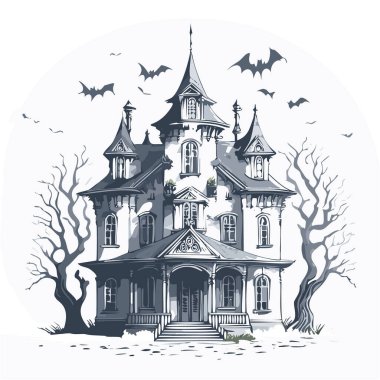 Lanetli ev tasarımı. Ürkütücü perili köşk kalem tasarımı.
