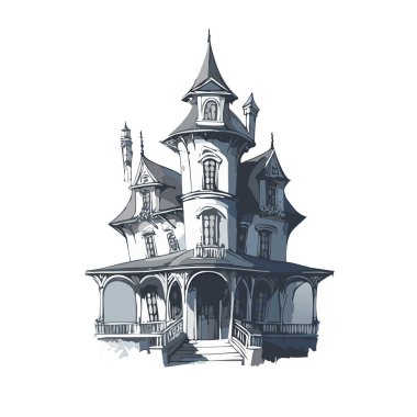 Lanetli ev tasarımı. Ürkütücü perili köşk kalem tasarımı.
