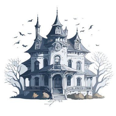 Lanetli ev tasarımı. Ürkütücü perili köşk kalem tasarımı.