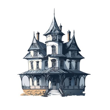 Lanetli ev tasarımı. Ürkütücü perili köşk kalem tasarımı.