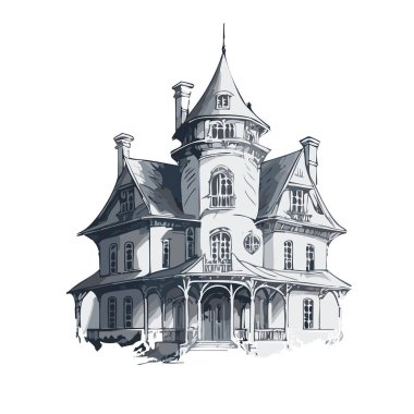 Lanetli ev tasarımı. Ürkütücü perili köşk kalem tasarımı.