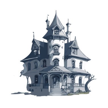 Lanetli ev tasarımı. Ürkütücü perili köşk kalem tasarımı.