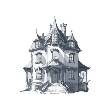 Lanetli ev tasarımı. Ürkütücü perili köşk kalem tasarımı.