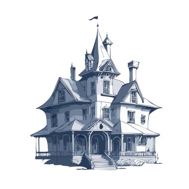 Lanetli ev tasarımı. Ürkütücü perili köşk kalem tasarımı.