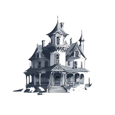 Lanetli ev tasarımı. Ürkütücü perili köşk kalem tasarımı.