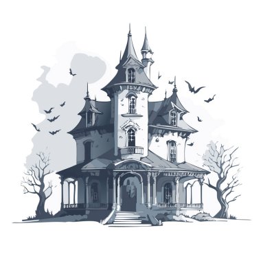 Lanetli ev tasarımı. Ürkütücü perili köşk kalem tasarımı.