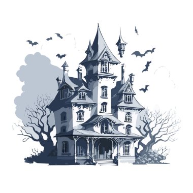 Lanetli ev tasarımı. Ürkütücü perili köşk kalem tasarımı.