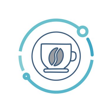 Bir kahve fincanı ve bir fasulye vektör ikonu tasarımı