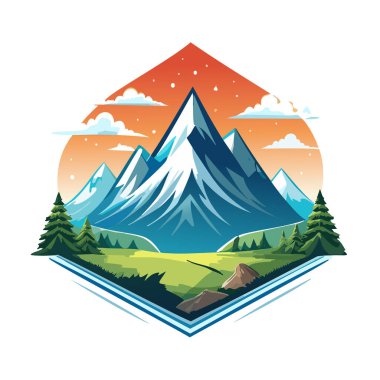 Sihirli dağ modern logo vektör sanat çizimi tasarımı