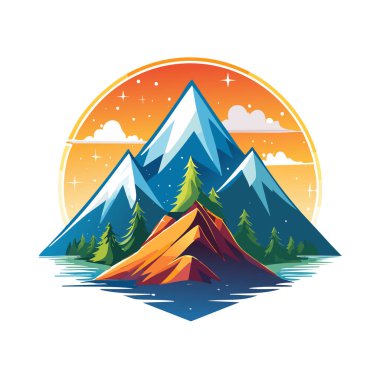 Sihirli dağ modern logo vektör sanat çizimi tasarımı
