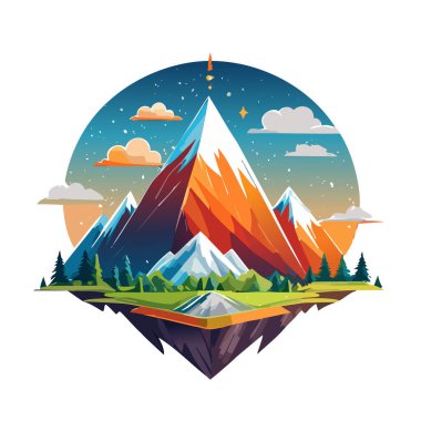 Sihirli dağ modern logo vektör sanat çizimi tasarımı
