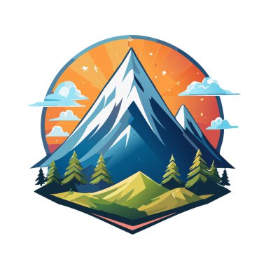 Sihirli dağ modern logo vektör sanat çizimi tasarımı