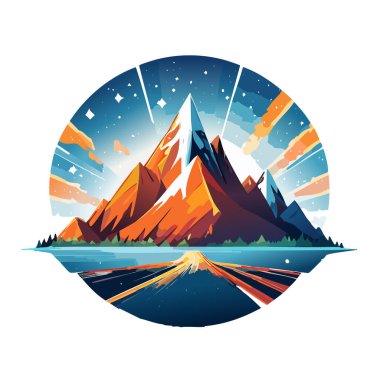 Sihirli dağ modern logo vektör sanat çizimi tasarımı
