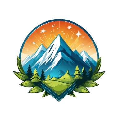 Sihirli dağ modern logo vektör sanat çizimi tasarımı