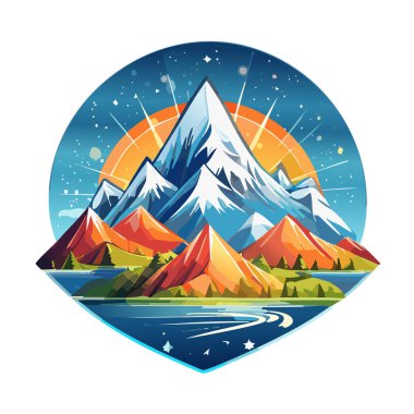 Sihirli dağ modern logo vektör sanat çizimi tasarımı