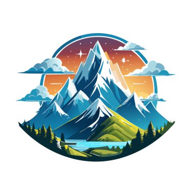 Sihirli dağ modern logo vektör sanat çizimi tasarımı