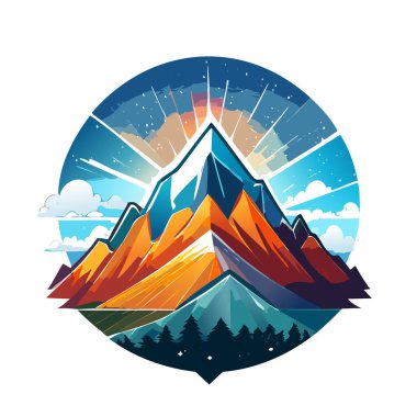 Sihirli dağ modern logo vektör sanat çizimi tasarımı