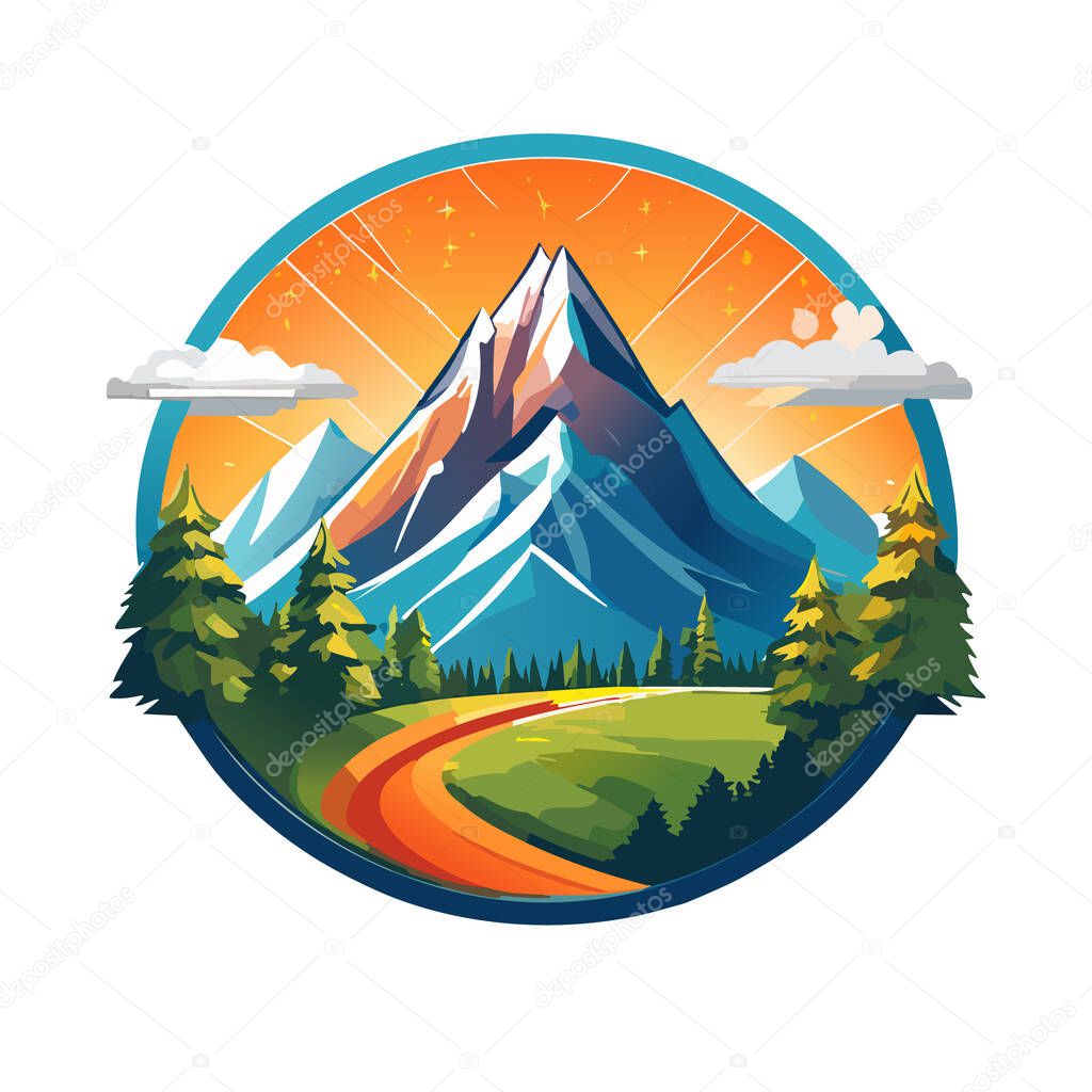 Magical mountain modern logo vector art illustration design