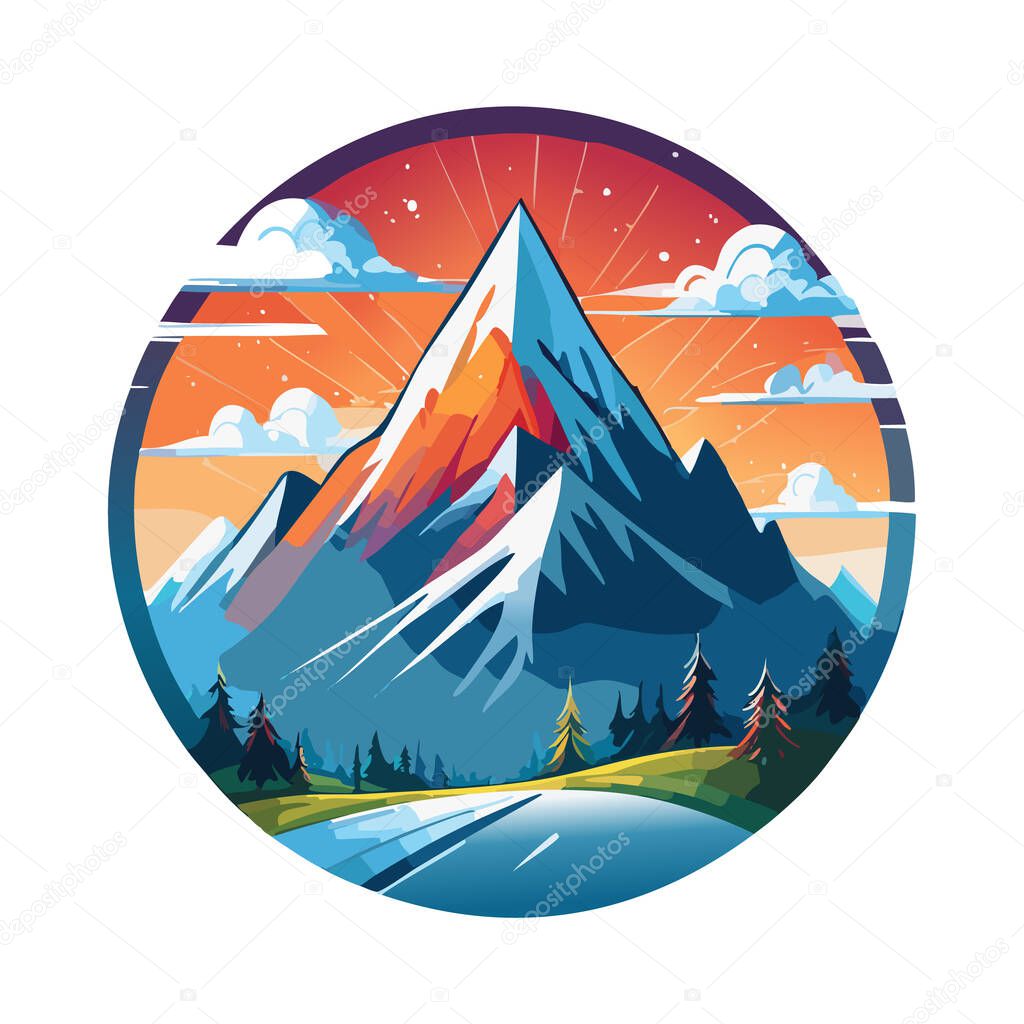 Magical mountain modern logo vector art illustration design