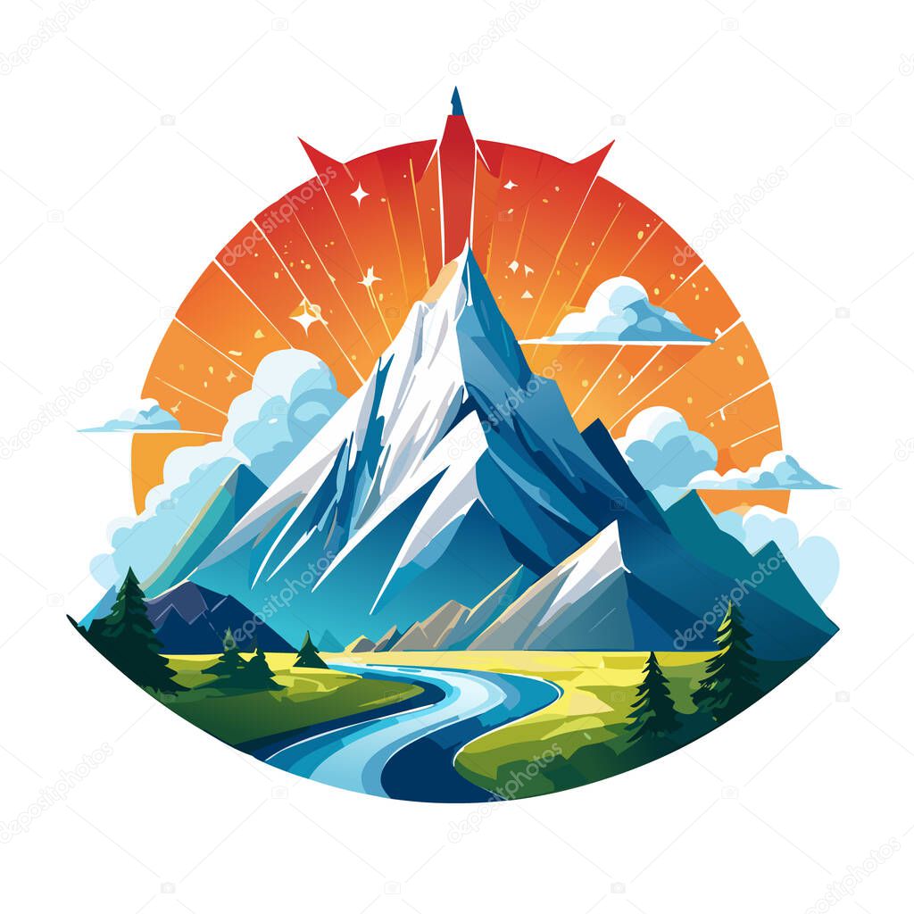 Magical mountain modern logo vector art illustration design