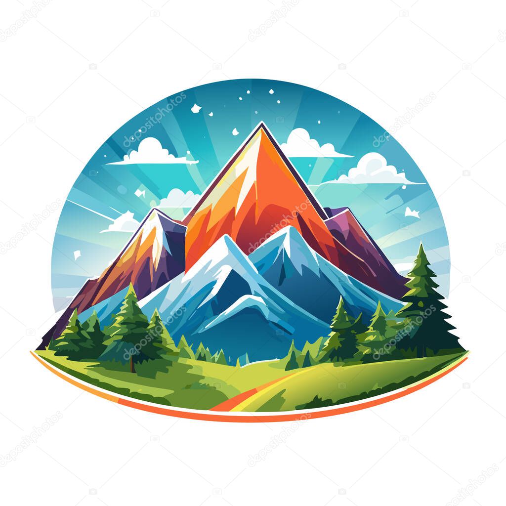 Magical mountain modern logo vector art illustration design