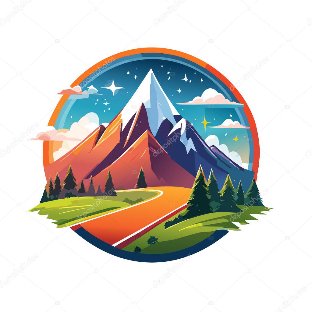 Magical mountain modern logo vector art illustration design