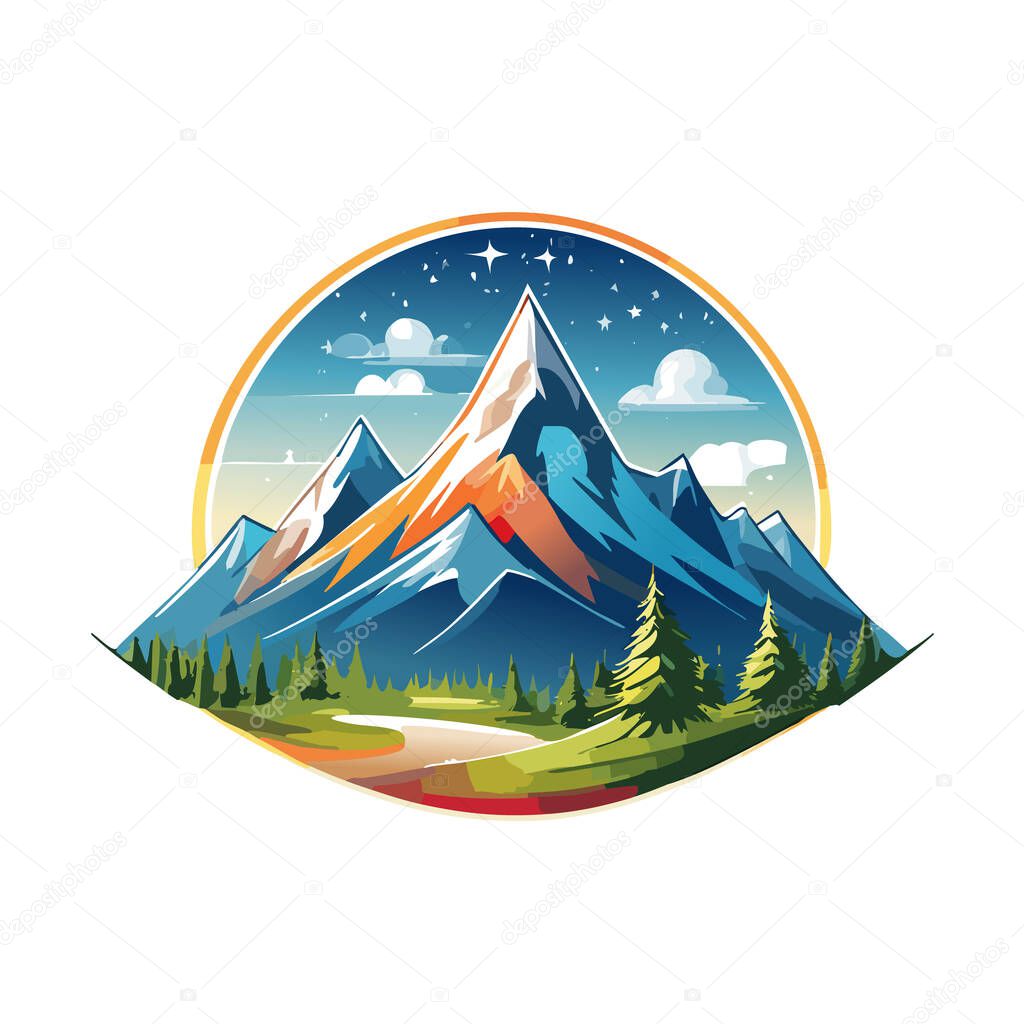 Magical mountain modern logo vector art illustration design