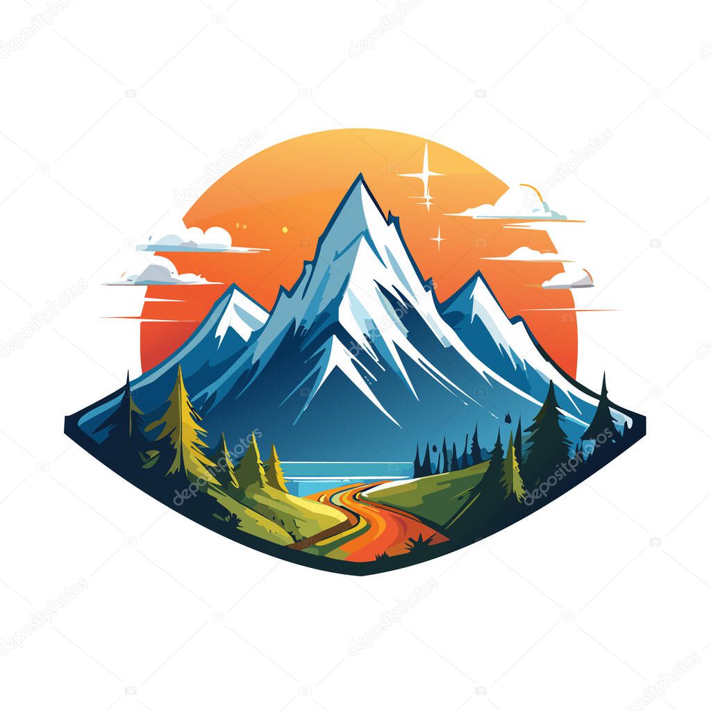 Magical mountain modern logo vector art illustration design