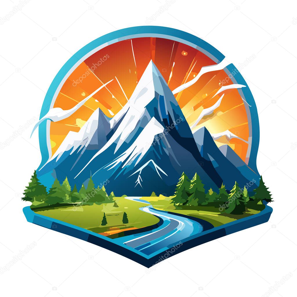 Magical mountain modern logo vector art illustration design