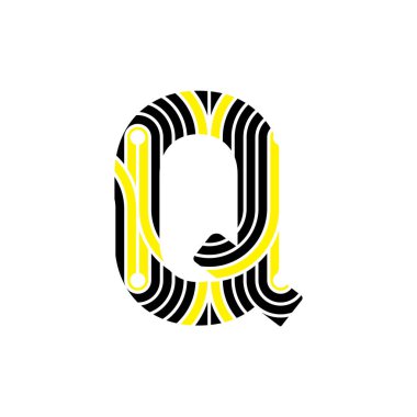 Q harfi stil ve modern logo tasarımı. 'Q' harfi temiz, keskin çizgiler ve geometrik hassasiyetle.