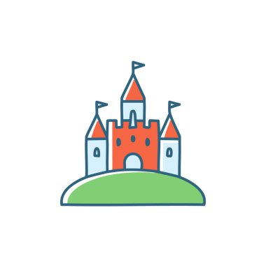 Ortaçağ kalesi bir tepe vektör resim ikonu dizaynına tünemişti. Simge konsepti tasarımı