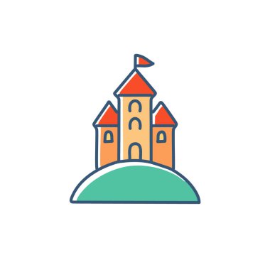 Ortaçağ kalesi bir tepe vektör resim ikonu dizaynına tünemişti. Simge konsepti tasarımı