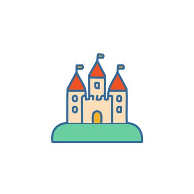 Ortaçağ kalesi bir tepe vektör resim ikonu dizaynına tünemişti. Simge konsepti tasarımı