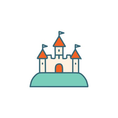 Ortaçağ kalesi bir tepe vektör resim ikonu dizaynına tünemişti. Simge konsepti tasarımı