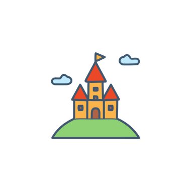 Ortaçağ kalesi bir tepe vektör resim ikonu dizaynına tünemişti. Simge konsepti tasarımı