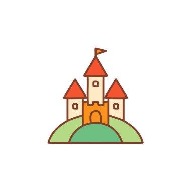 Ortaçağ kalesi bir tepe vektör resim ikonu dizaynına tünemişti. Simge konsepti tasarımı