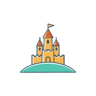 Ortaçağ kalesi bir tepe vektör resim ikonu dizaynına tünemişti. Simge konsepti tasarımı