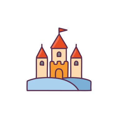 Ortaçağ kalesi bir tepe vektör resim ikonu dizaynına tünemişti. Simge konsepti tasarımı