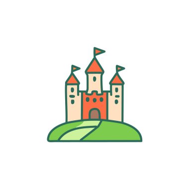Ortaçağ kalesi bir tepe vektör resim ikonu dizaynına tünemişti. Simge konsepti tasarımı