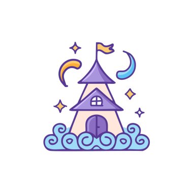 Tuhaf Bulut Evi ikon vektör resim tasarımı. Simge konsepti tasarımı.