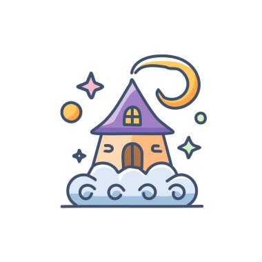 Tuhaf Bulut Evi ikon vektör resim tasarımı. Simge konsepti tasarımı.