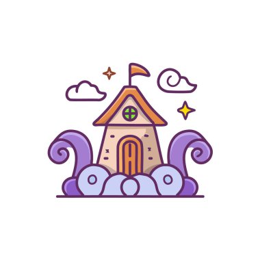 Tuhaf Bulut Evi ikon vektör resim tasarımı. Simge konsepti tasarımı.