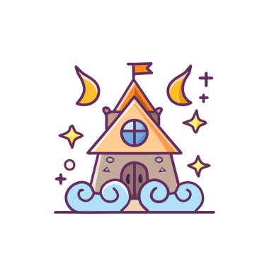 Tuhaf Bulut Evi ikon vektör resim tasarımı. Simge konsepti tasarımı.