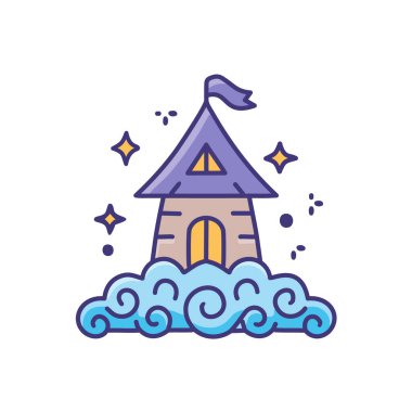 Tuhaf Bulut Evi ikon vektör resim tasarımı. Simge konsepti tasarımı.