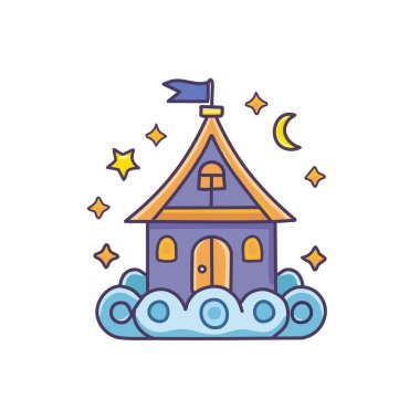 Tuhaf Bulut Evi ikon vektör resim tasarımı. Simge konsepti tasarımı.