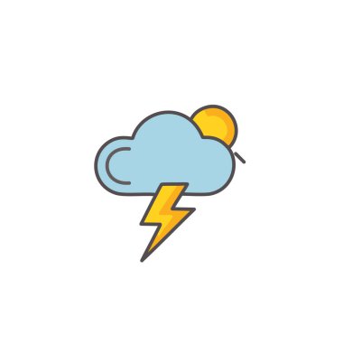 Gök gürültülü bulutlu ama güneş vektörü sanat ikonu tasarımı. Simge konsepti tasarımı.