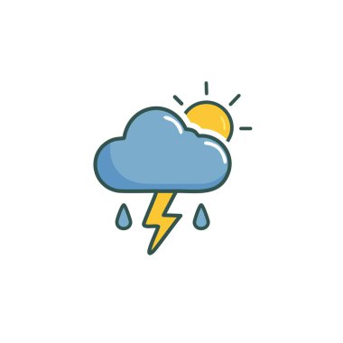 Gök gürültülü bulutlu ama güneş vektörü sanat ikonu tasarımı. Simge konsepti tasarımı.