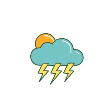 Gök gürültülü bulutlu ama güneş vektörü sanat ikonu tasarımı. Simge konsepti tasarımı.