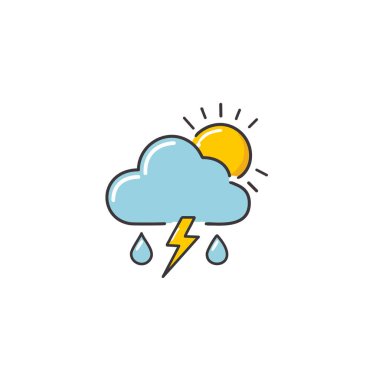 Gök gürültülü bulutlu ama güneş vektörü sanat ikonu tasarımı. Simge konsepti tasarımı.