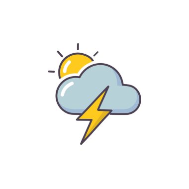 Gök gürültülü bulutlu ama güneş vektörü sanat ikonu tasarımı. Simge konsepti tasarımı.